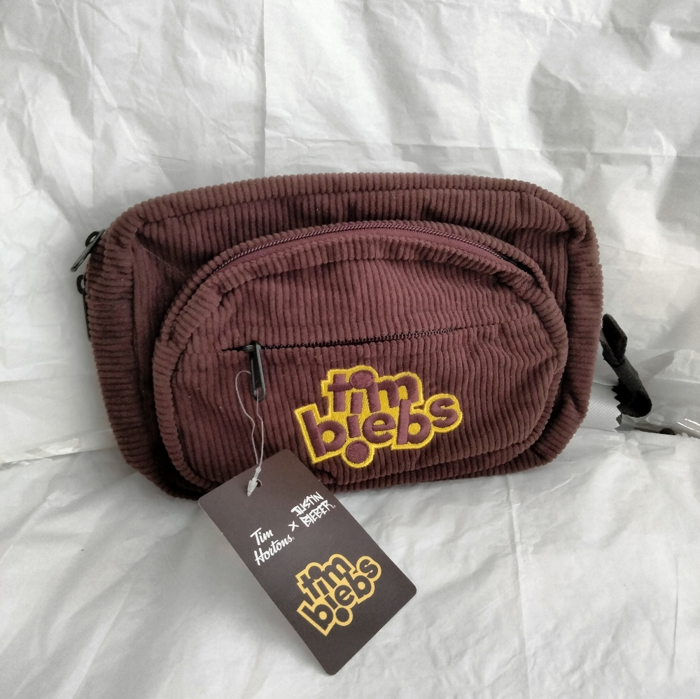 Tim Horton's Tim Biebs Fanny pack limited edition brown corduroy tags on new